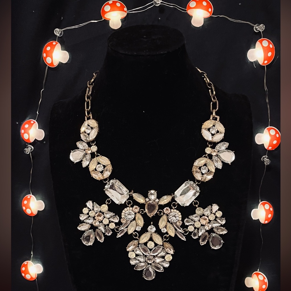 Vintage Aldo Glamorous Floral Crystal Necklace